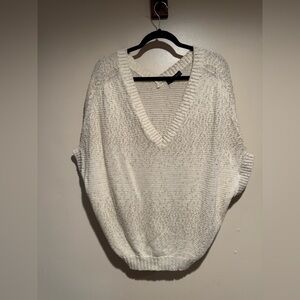 Piazza Sempione Made in Italy deep v-neck short sleeve metallic knit sweater